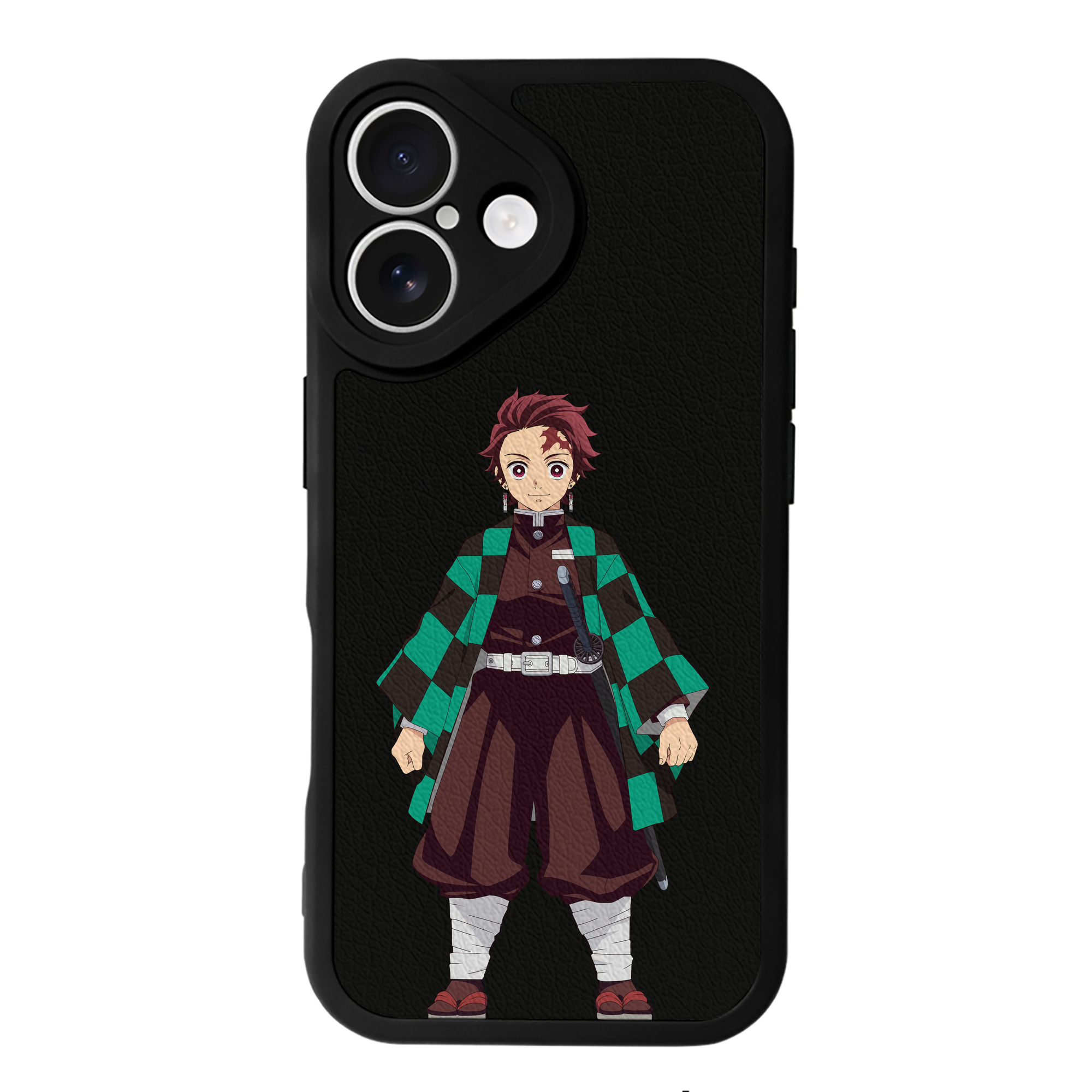 （画像用） 鬼滅の刃 竈門 炭治郎／かまど たんじろう Kamado Tanjirou 【iPhone 16シリーズ対応】シリコンスマホケース（レザー調） 材質：シリコン